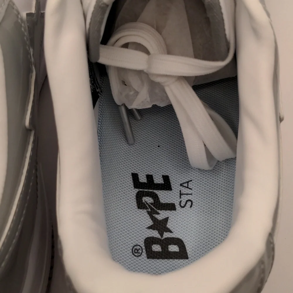 New A Bathing Ape Bapesta Men's Sneakers Light Grey Sz 12 - Picture 10 of 13